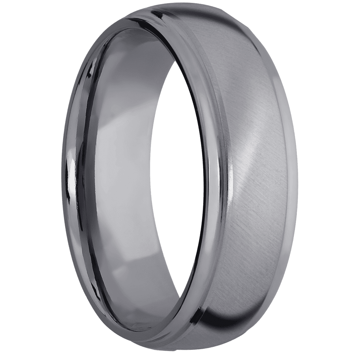 Tantalum + Anglesatin Polish Finish - 7 mm wide Domed Stepped Down Edges Tantalum band. - Custom