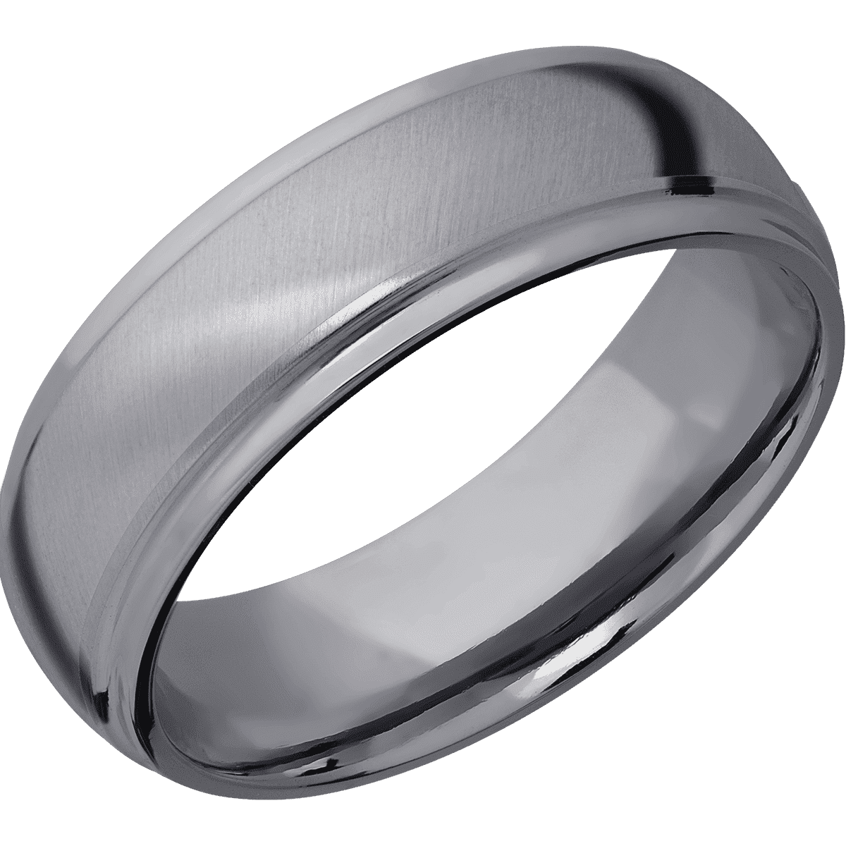 Tantalum + Anglesatin Polish Finish - 7 mm wide Domed Stepped Down Edges Tantalum band. - Custom