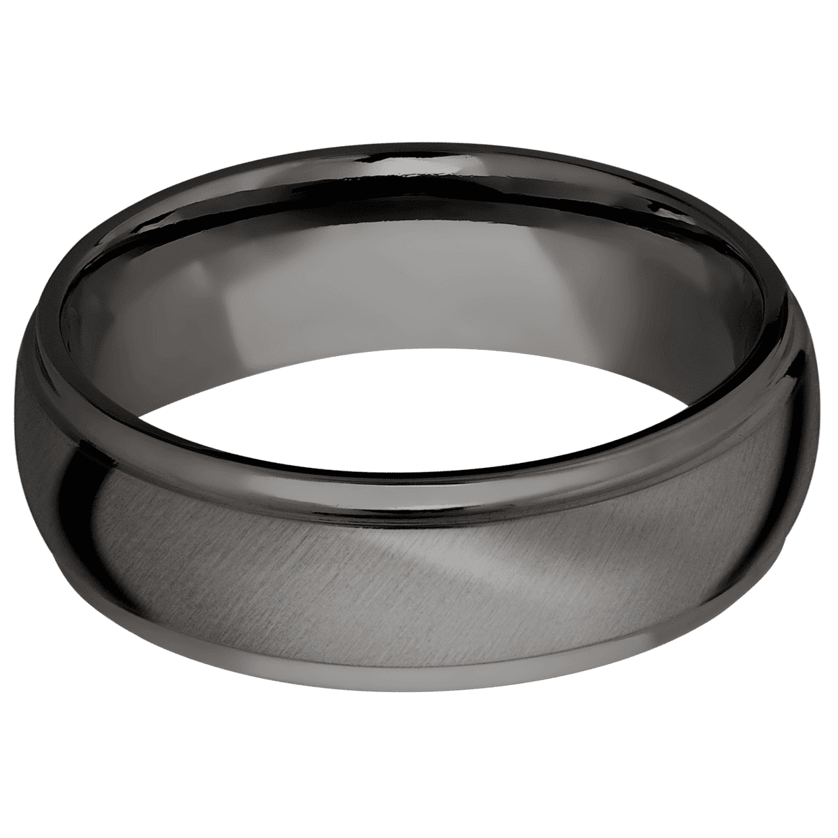 Tantalum Noir + Anglesatin Polish Finish - 7 mm wide Domed Stepped Down Edges Tantalum Noir band. - Custom