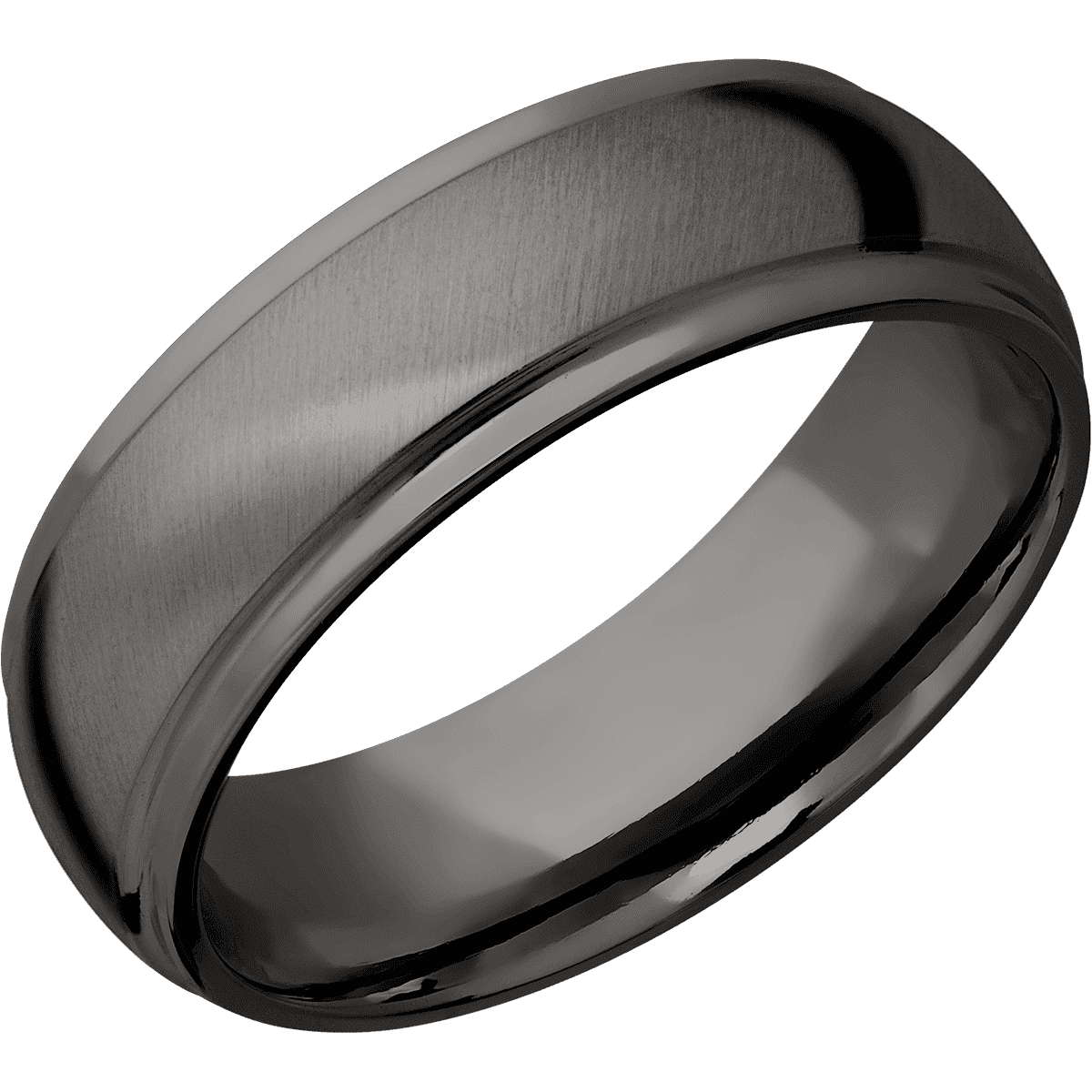 Tantalum Noir + Anglesatin Polish Finish - 7 mm wide Domed Stepped Down Edges Tantalum Noir band. - Custom