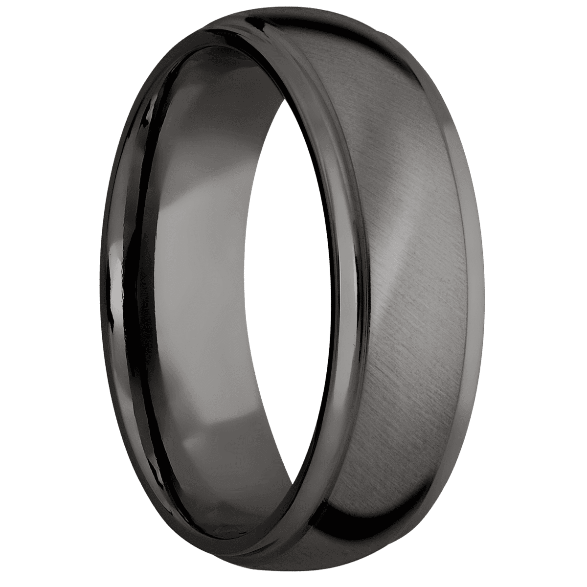 Tantalum Noir + Anglesatin Polish Finish - 7 mm wide Domed Stepped Down Edges Tantalum Noir band. - Custom