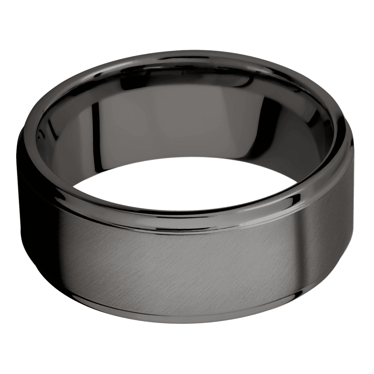 Tantalum Noir + Anglesatin Polish Finish - 9 mm wide Flat Grooved Edges Tantalum Noir band. - Custom