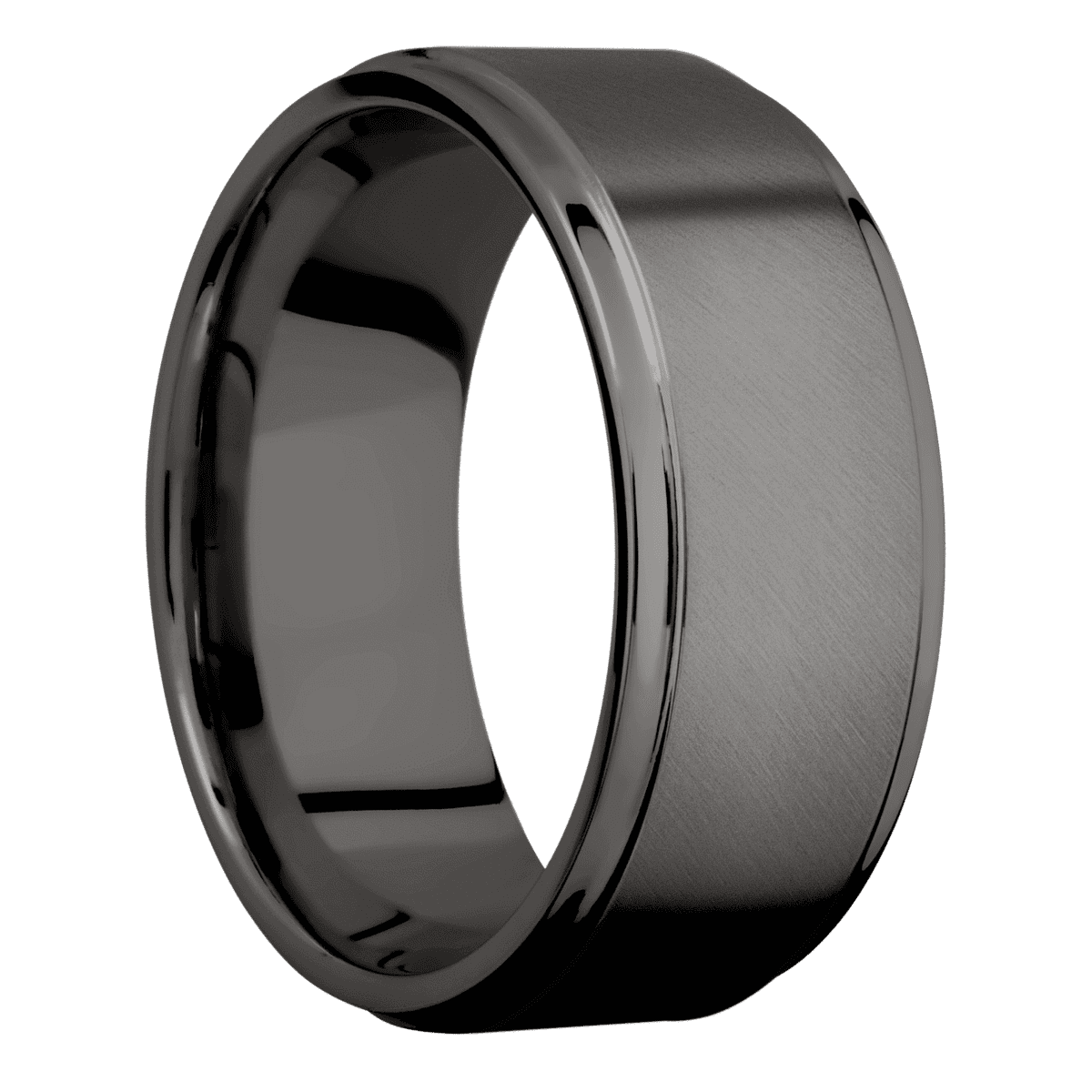 Tantalum Noir + Anglesatin Polish Finish - 9 mm wide Flat Grooved Edges Tantalum Noir band. - Custom