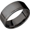 Tantalum Noir + Anglesatin Polish Finish - 9 mm wide Flat Grooved Edges Tantalum Noir band. - Custom