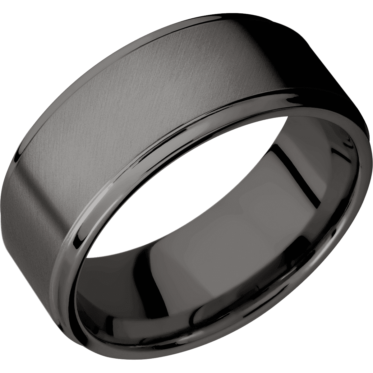 Tantalum Noir + Anglesatin Polish Finish - 9 mm wide Flat Grooved Edges Tantalum Noir band. - Custom