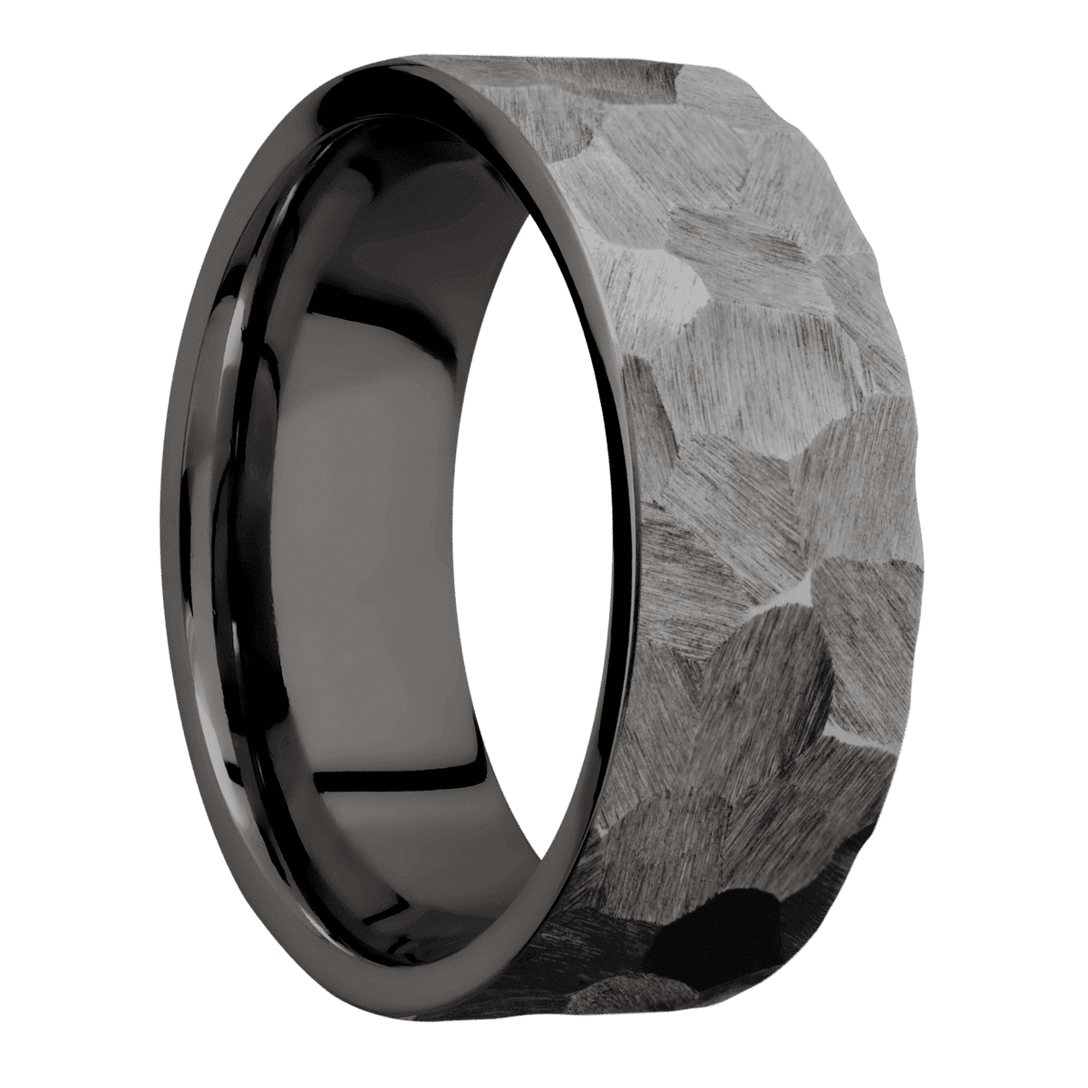 Tantalum Noir + Rock Finish - 8 mm wide Flat Tantalum Noir band. - Custom