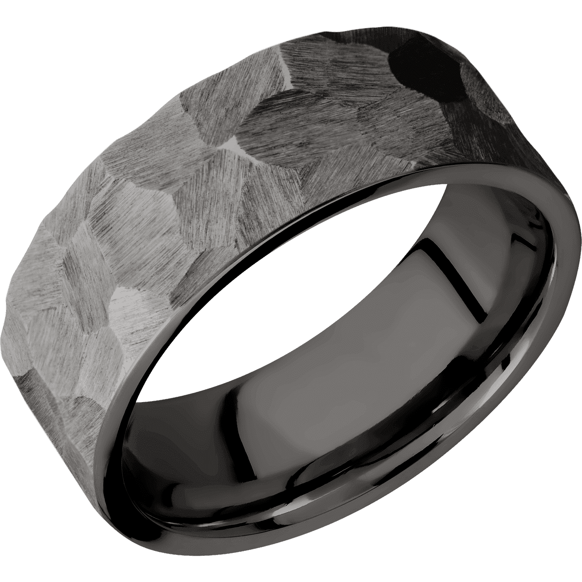 Tantalum Noir + Rock Finish - 8 mm wide Flat Tantalum Noir band. - Custom