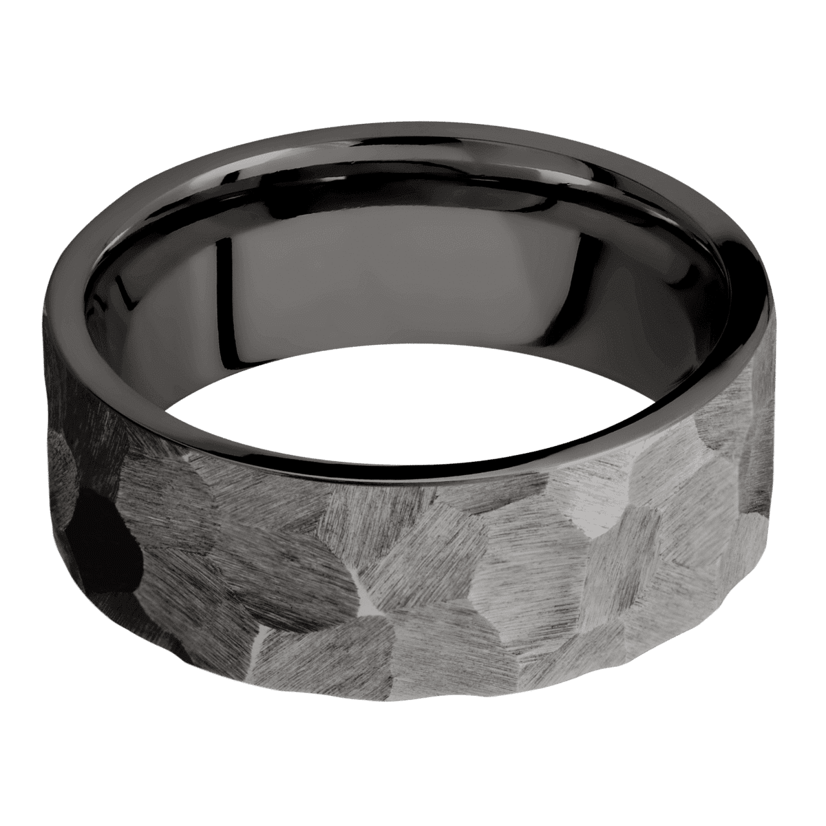 Tantalum Noir + Rock Finish - 8 mm wide Flat Tantalum Noir band. - Custom