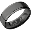 Tantalum Noir + Sand Polish Finish + Zirconium - 7 mm wide Flat Grooved Edges Tantalum Noir band featuring a Zirconium