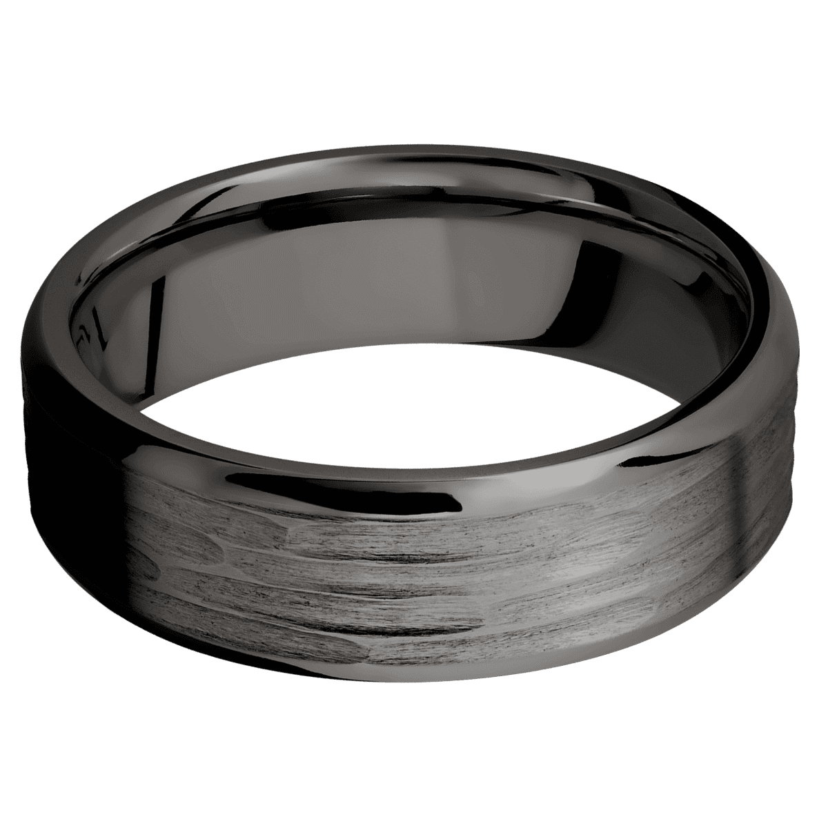Tantalum Noir + Treebarkh Polish Finish - 7 mm wide Beveled Tantalum Noir band. - Custom