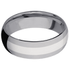 Tantalum + Polish Finish - 7 mm wide/Domed/Tantalum band with one 3 mm Centered inlay of Palladium Silver. - Custom