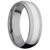 Tantalum + Polish Finish - 7 mm wide/Domed/Tantalum band with one 3 mm Centered inlay of Palladium Silver. - Custom