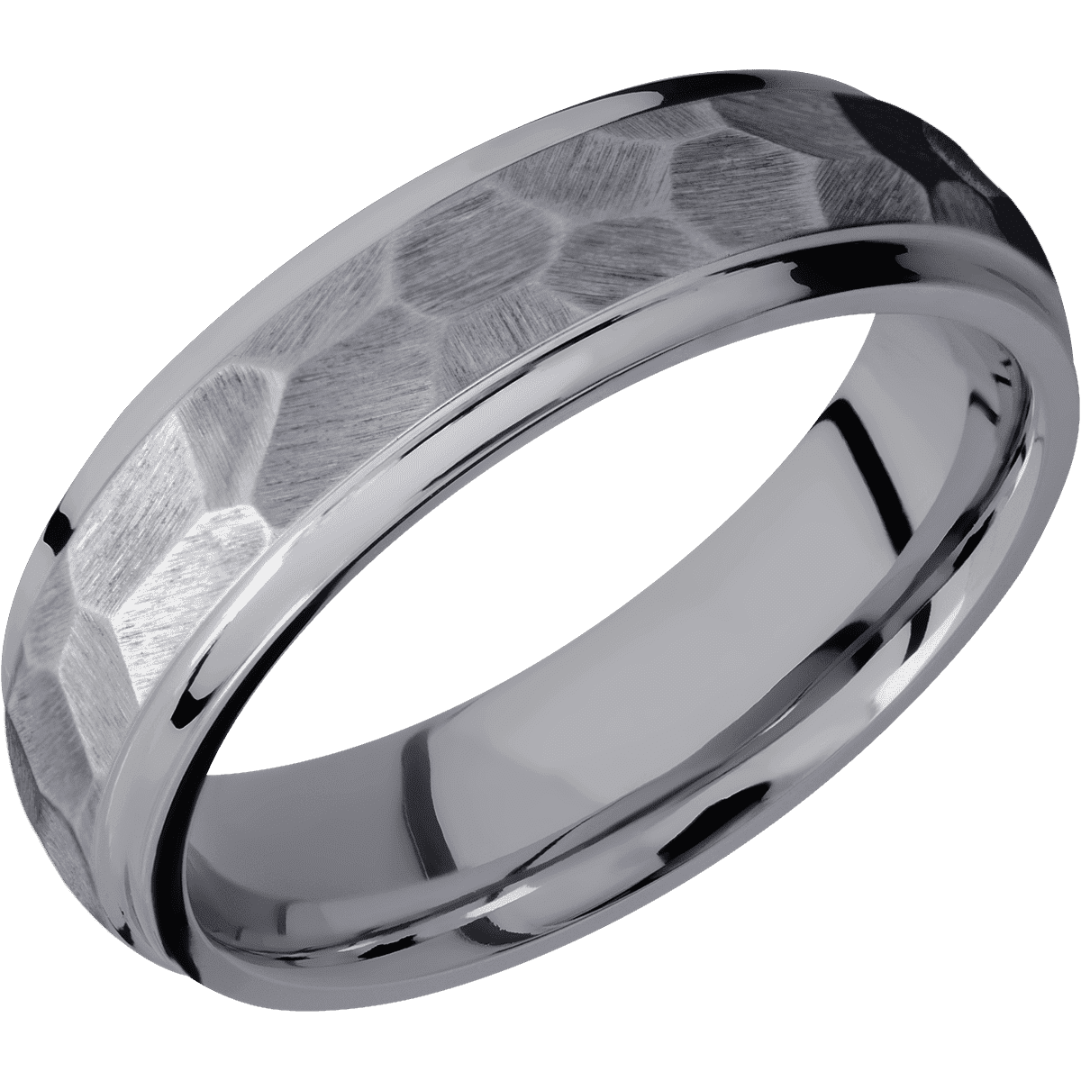 Tantalum + Rock Polish Finish - 6 mm wide Domed Stepped Down Edges Tantalum band. - Custom
