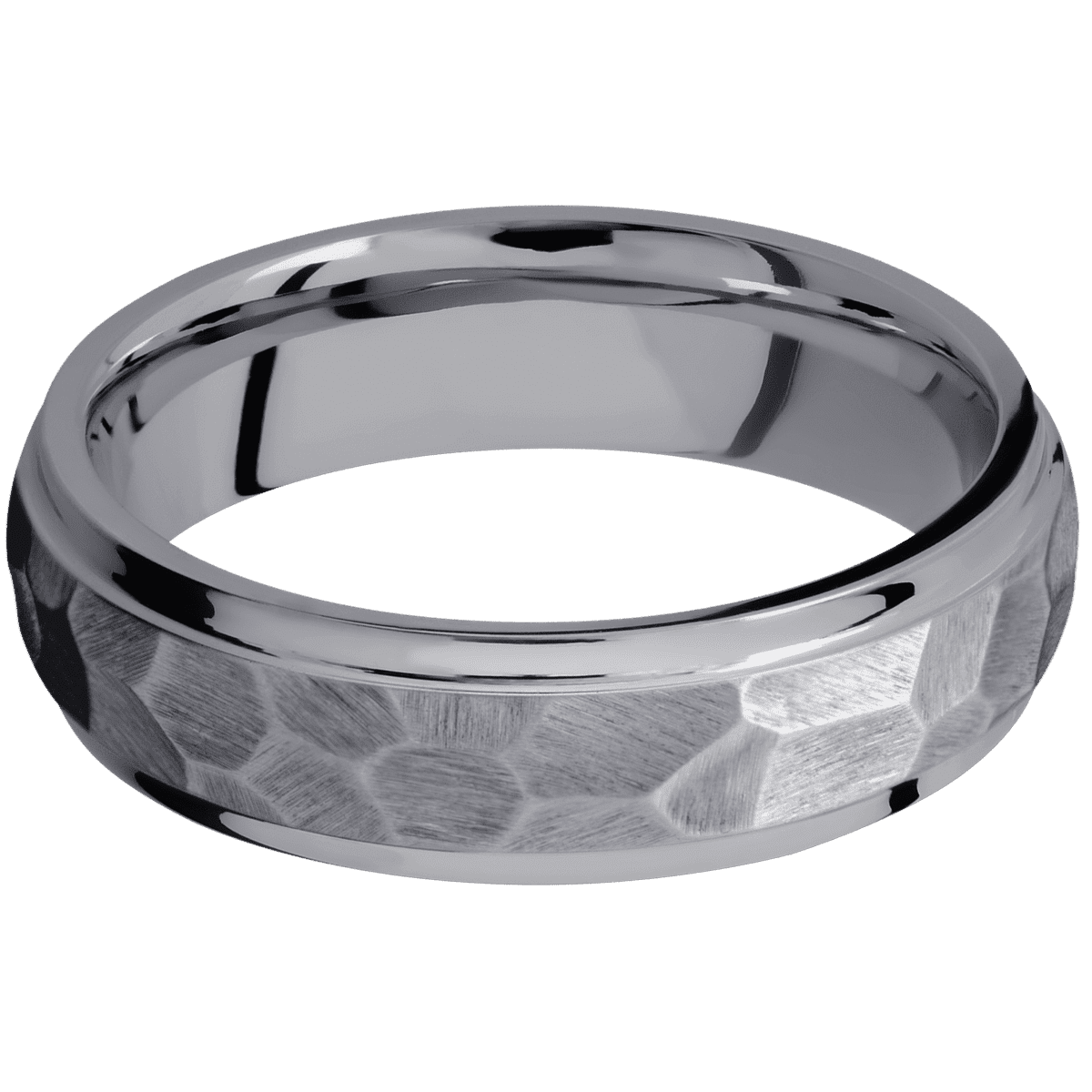Tantalum + Rock Polish Finish - 6 mm wide Domed Stepped Down Edges Tantalum band. - Custom