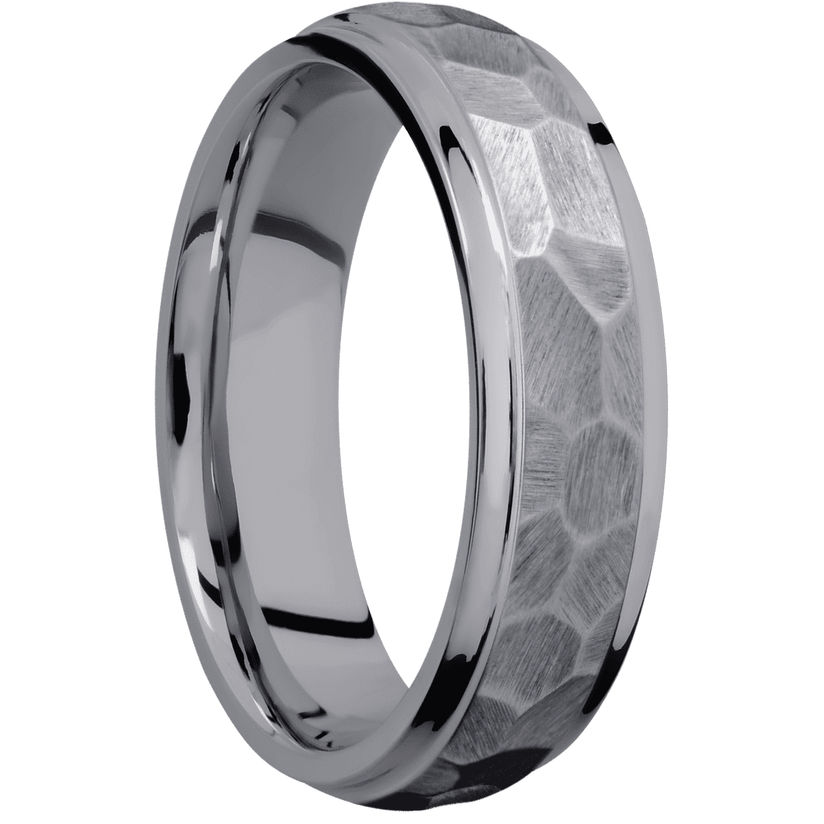 Tantalum + Rock Polish Finish - 6 mm wide Domed Stepped Down Edges Tantalum band. - Custom