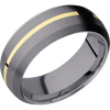 Tantalum + Sand Sand Finish - 8 mm wide/Domed Bevel/Tantalum band with one 1 mm Centered inlay of 14K Yellow Gold.