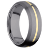 Tantalum + Sand Sand Finish - 8 mm wide/Domed Bevel/Tantalum band with one 1 mm Centered inlay of 14K Yellow Gold.