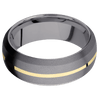 Tantalum + Sand Sand Finish - 8 mm wide/Domed Bevel/Tantalum band with one 1 mm Centered inlay of 14K Yellow Gold.