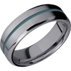 Tantalum + Satin Polish Finish - 7 mm wide/Beveled/Tantalum band with one 1 mm Centered inlay of Stone Blue. - Custom
