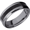 Tantalum + Satin Polish Finish - 7 mm wide/Beveled/Tantalum band with one 3 mm Centered inlay of Dinosaur Bone Black.