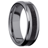 Tantalum + Satin Polish Finish - 7 mm wide/Beveled/Tantalum band with one 3 mm Centered inlay of Dinosaur Bone Black.
