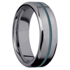 Tantalum + Satin Polish Finish - 7 mm wide/Beveled/Tantalum band with one 1 mm Centered inlay of Stone Blue. - Custom