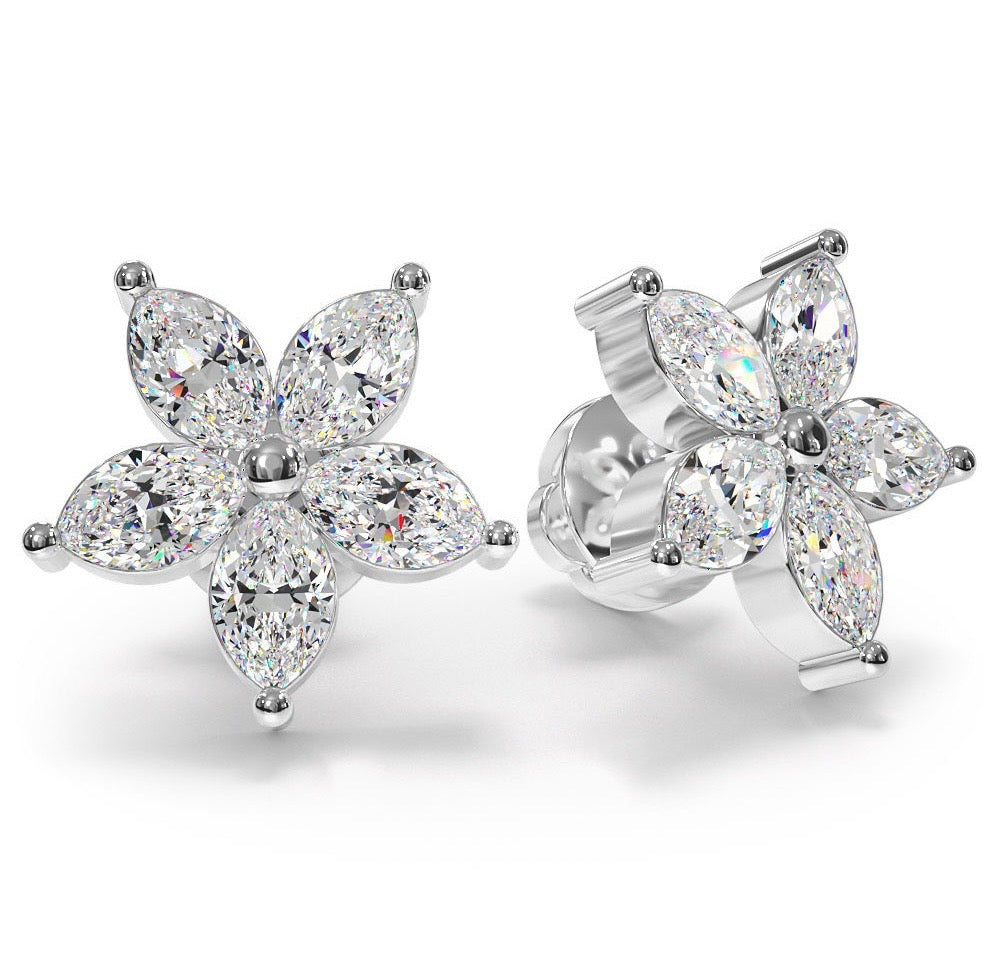 Ten Marquise Diamond Stud Earrings- Choice of 1.10ct or 2.00ct - Lab Diamond Stud Earrings