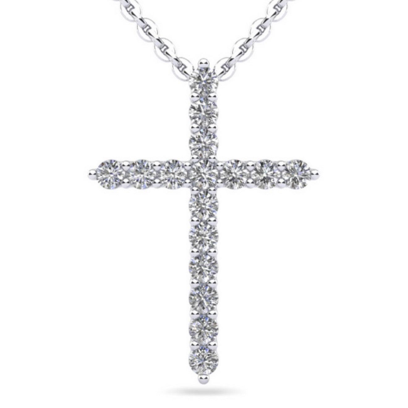Timeless Cross Diamond Necklace - Available in.24 - 2.00ct - Lab Natural Necklace