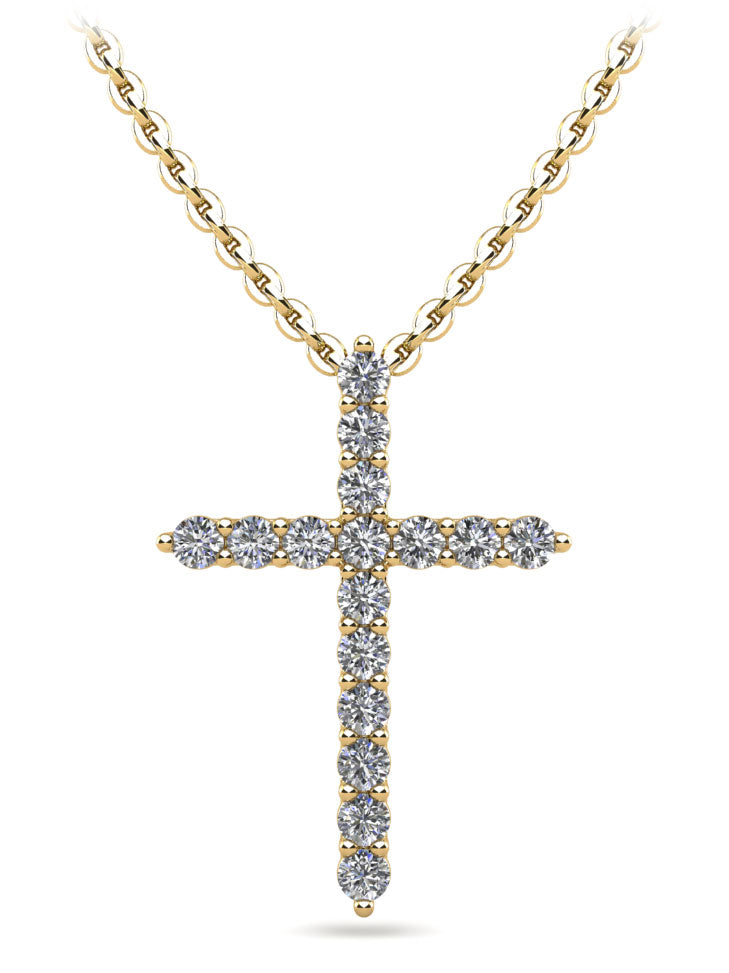 Timeless Cross Diamond Necklace - Choice of Natural or Lab Diamonds -.24ct to.96ct Total Weight - Lab Natural Necklace