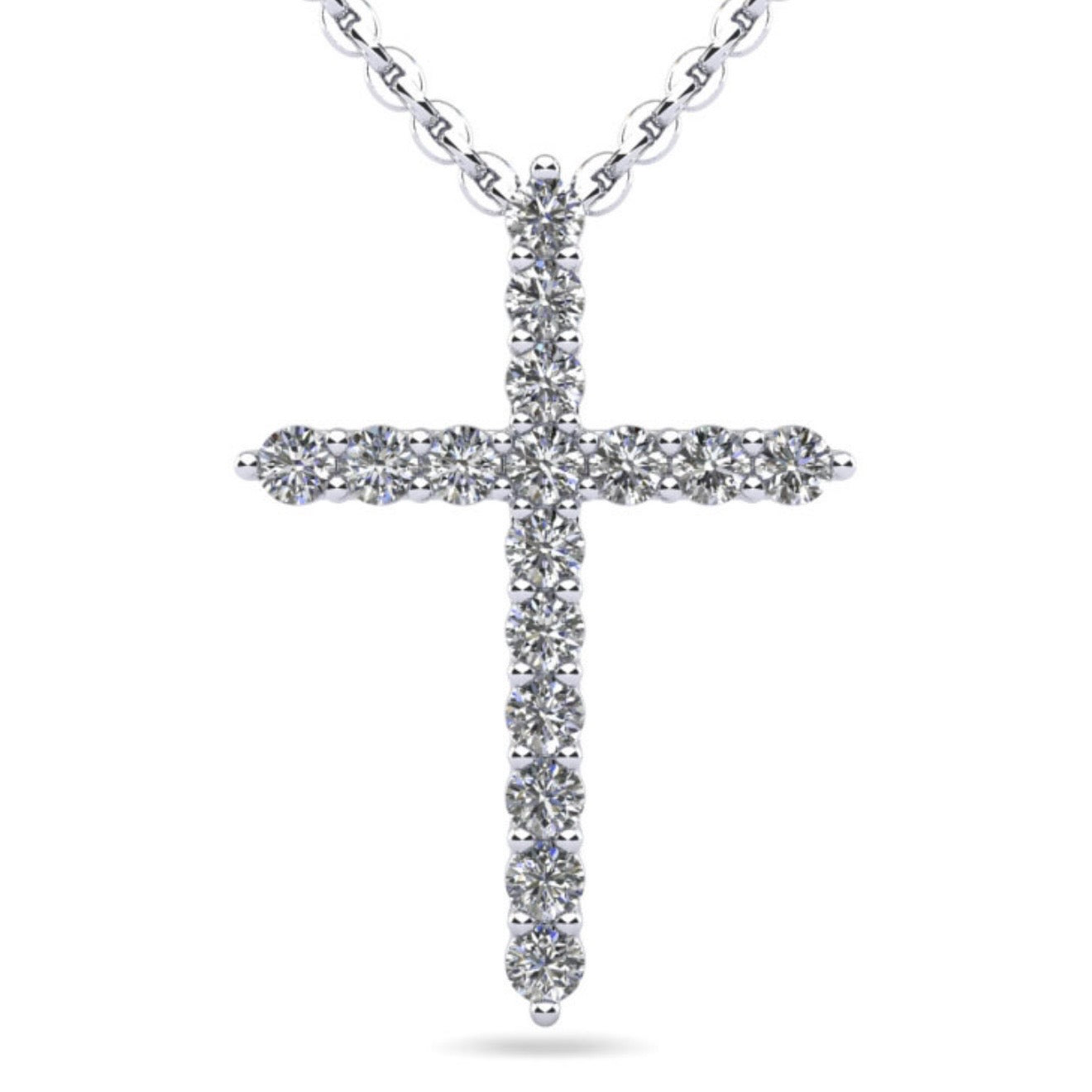 Timeless Cross Diamond Necklace - Choice of Natural or Lab Diamonds -.24ct to.96ct Total Weight - Lab Natural Necklace
