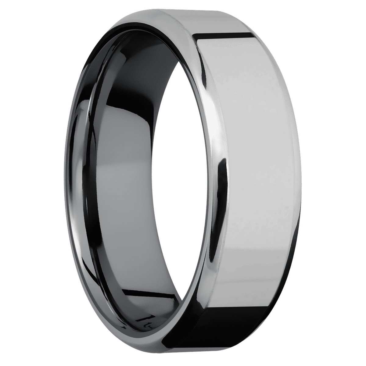Titanium + Polish Polish Finish + Tantalum - 7 mm wide Beveled Titanium band featuring a Tantalum sleeve. - Custom