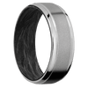 Titanium + Sand Polish Finish + Forged Carbon Fiber - 7 mm wide Stepped Bevel Titanium band featuring a Forged Carbon