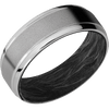 Titanium + Sand Polish Finish + Forged Carbon Fiber - 7 mm wide Stepped Bevel Titanium band featuring a Forged Carbon