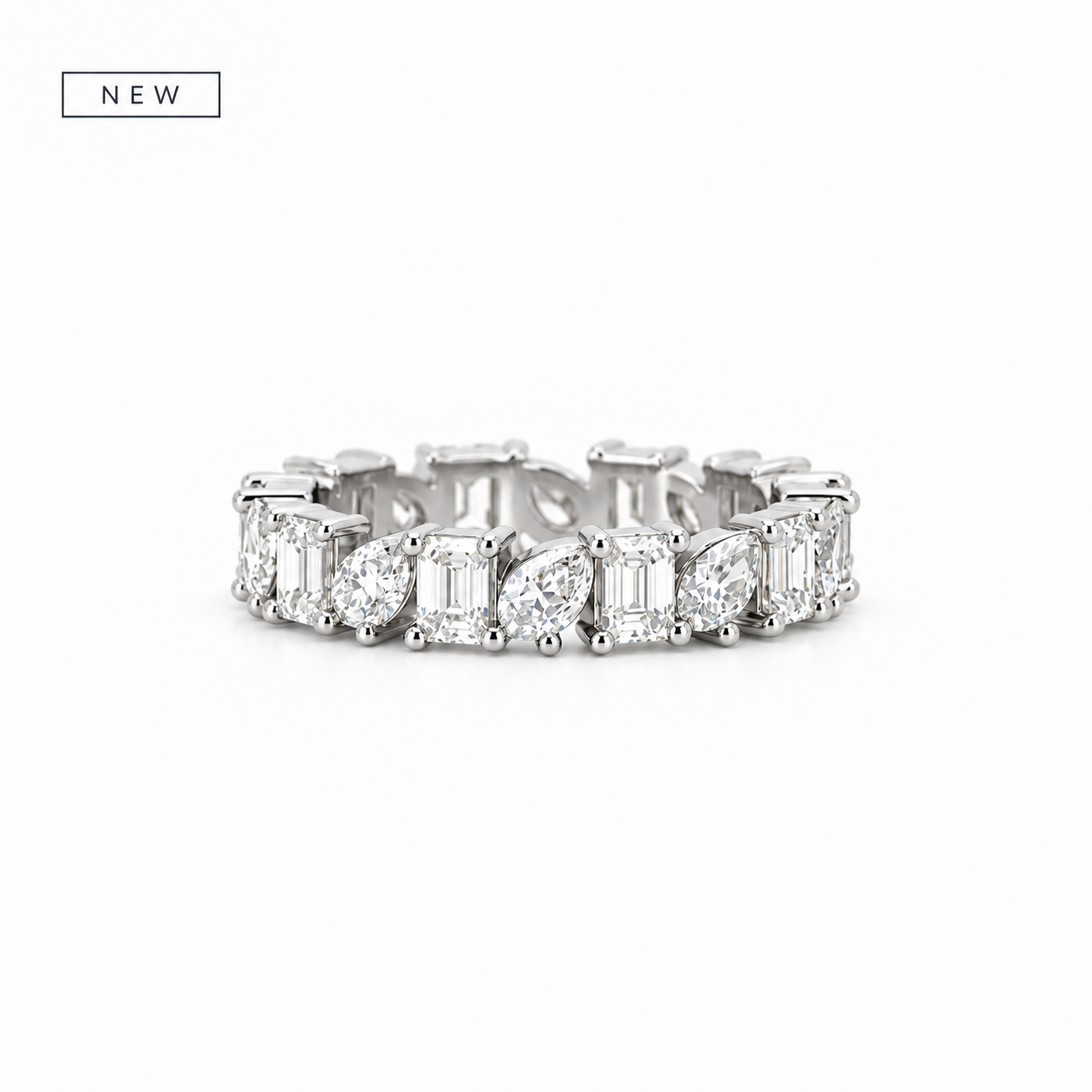 Trois et Moi Eternity Band | Emerald and Pear Shape | Lab or Natural Diamonds - Wedding Band