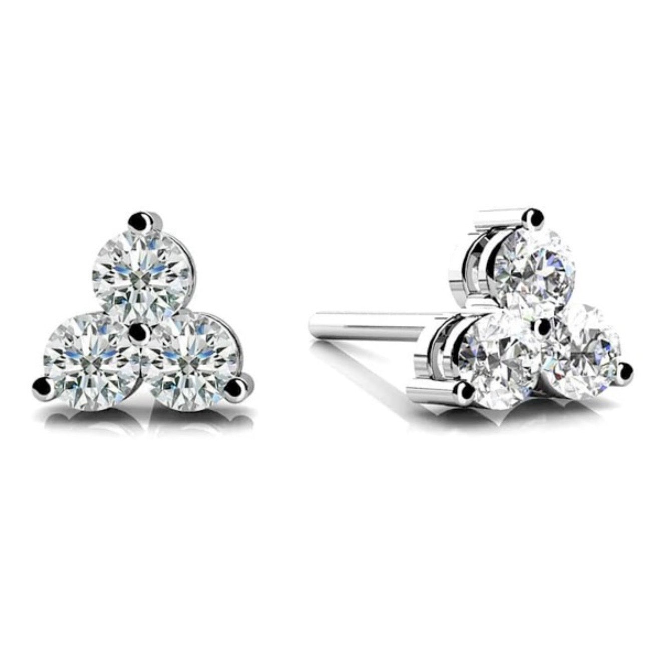 Trillium Diamond Studs- Choice of Natural or Lab Diamonds -.20ct to.96ct Total Weight - Lab or Natural Diamond Earrings