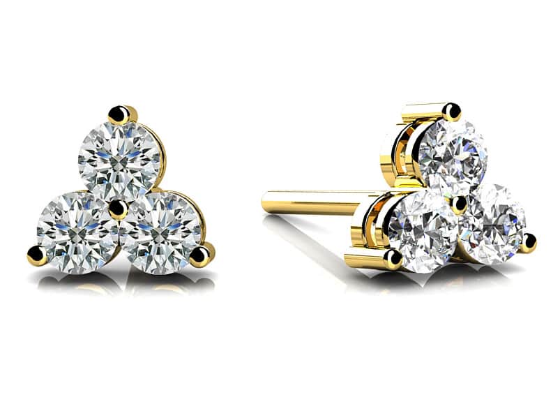 Trillium Diamond Studs- Choice of Natural or Lab Diamonds -.20ct to.96ct Total Weight - Lab or Natural Diamond Earrings
