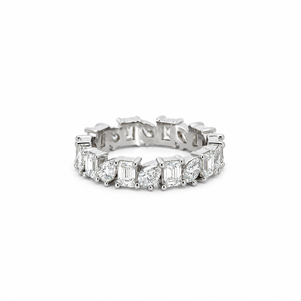 Trois et Moi Eternity Band | Emerald and Pear Shape | Lab or Natural Diamonds - Lab / Natural Wedding Bands