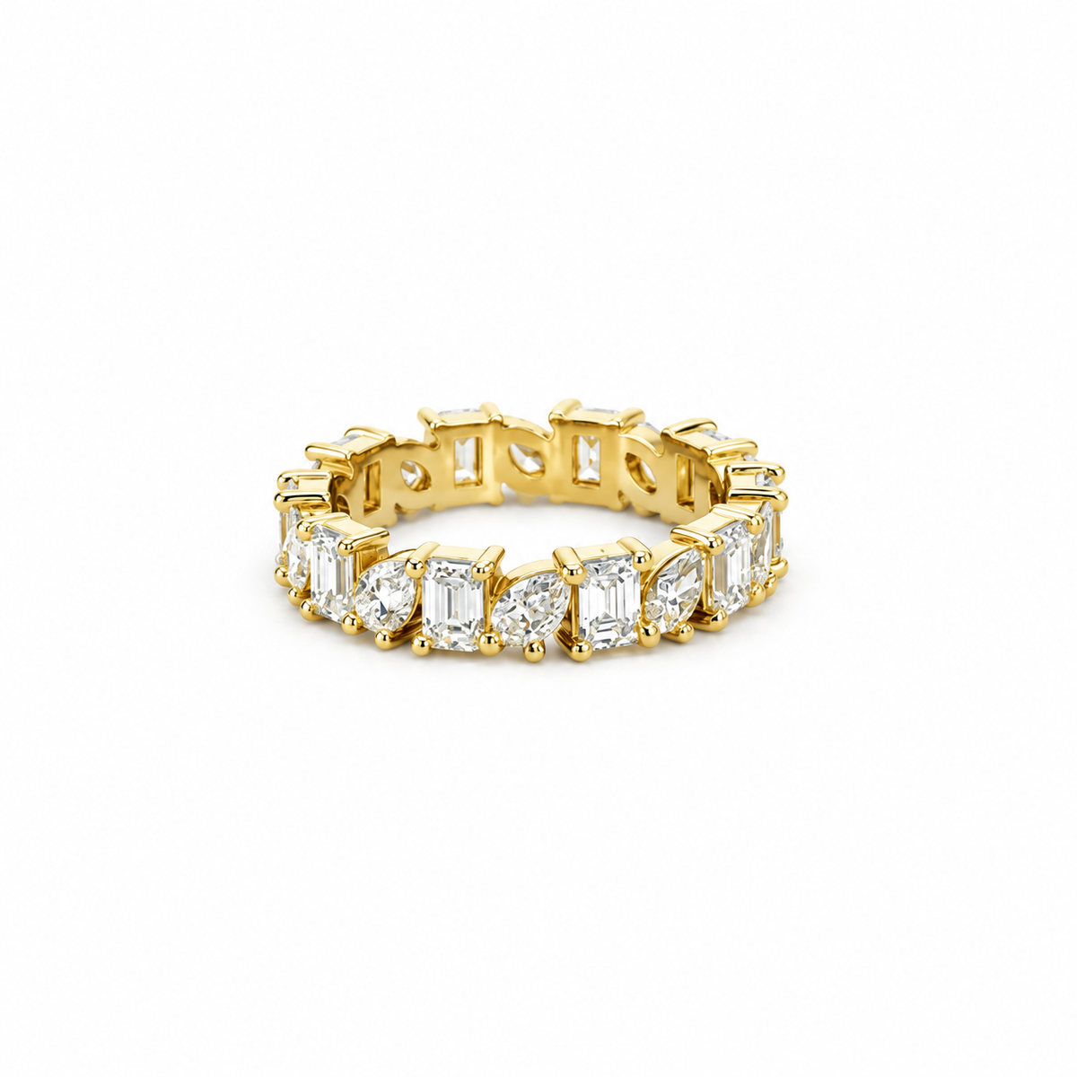 Trois et Moi Eternity Band | Emerald and Pear Shape | Lab or Natural Diamonds - Lab / Natural Wedding Bands