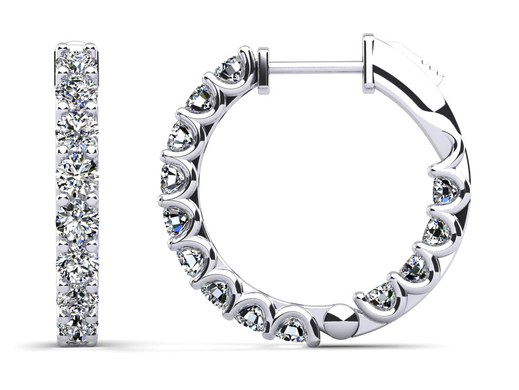U-Shape Prong Diamond Hoop - Choice of Yellow or White Gold -.1.38ct or 2.10ct TW - Lab or Natural Diamond Earrings