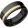 Zirconium + Anglesatin Anglesatin Finish - 8 mm wide/Flat/Zirconium band with one 2 mm Off Center inlay of 14K Yellow