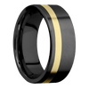Zirconium + Anglesatin Anglesatin Finish - 8 mm wide/Flat/Zirconium band with one 2 mm Off Center inlay of 14K Yellow