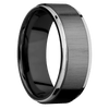 Zirconium + Crosssatinblack Polish Finish - 8 mm wide/Flat Grooved Edges/Zirconium band with two 1 mm Edge inlays