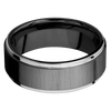 Zirconium + Crosssatinblack Polish Finish - 8 mm wide/Flat Grooved Edges/Zirconium band with two 1 mm Edge inlays