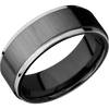 Zirconium + Crosssatinblack Polish Finish - 8 mm wide/Flat Grooved Edges/Zirconium band with two 1 mm Edge inlays