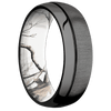 Zirconium + Crosssatinblack Polish Finish + RealTree APC Snow - 7 mm wide Domed with Off Center Accent Groove Zirconium