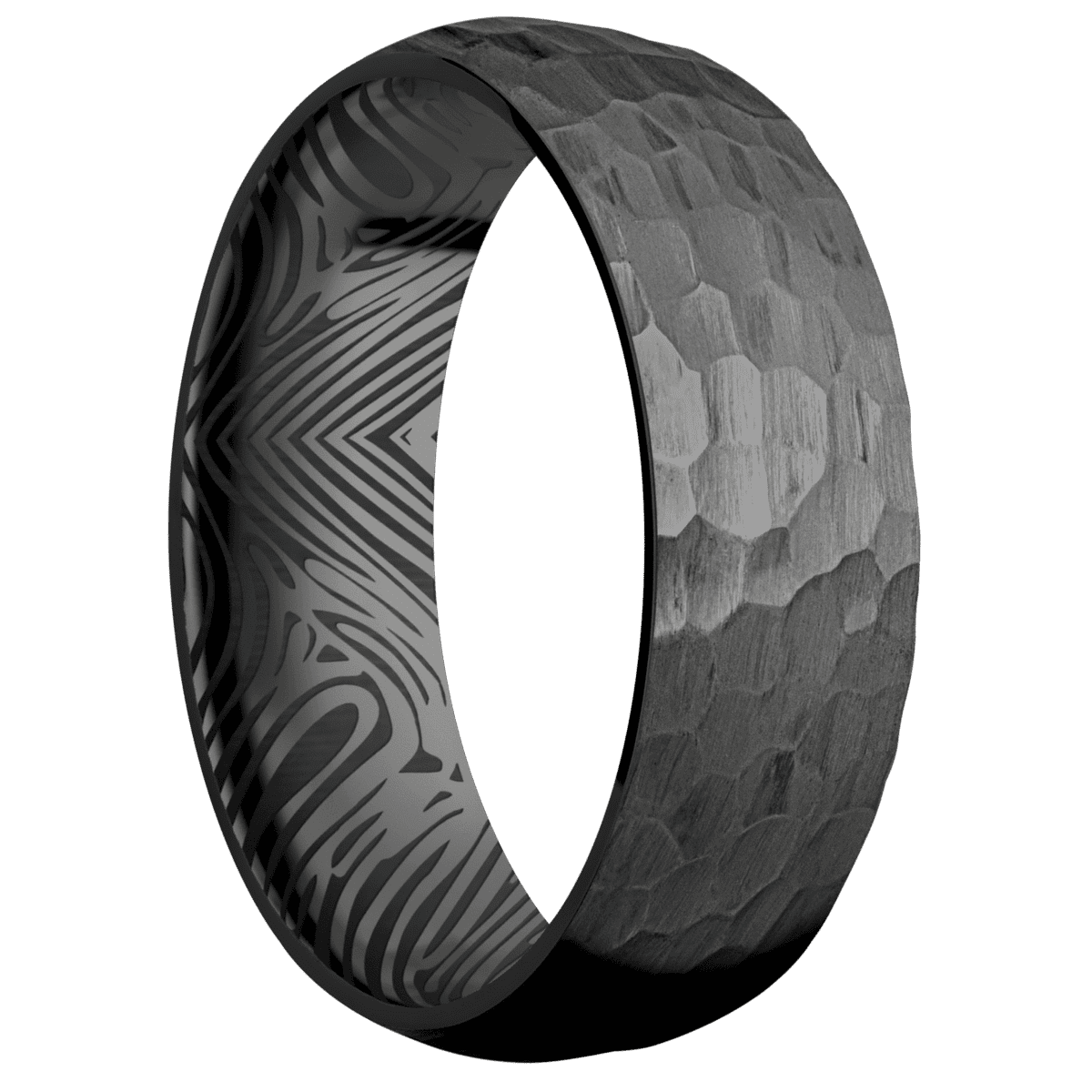 Zirconium + Hammer Finish - 7 mm wide Domed Zirconium band. - Custom
