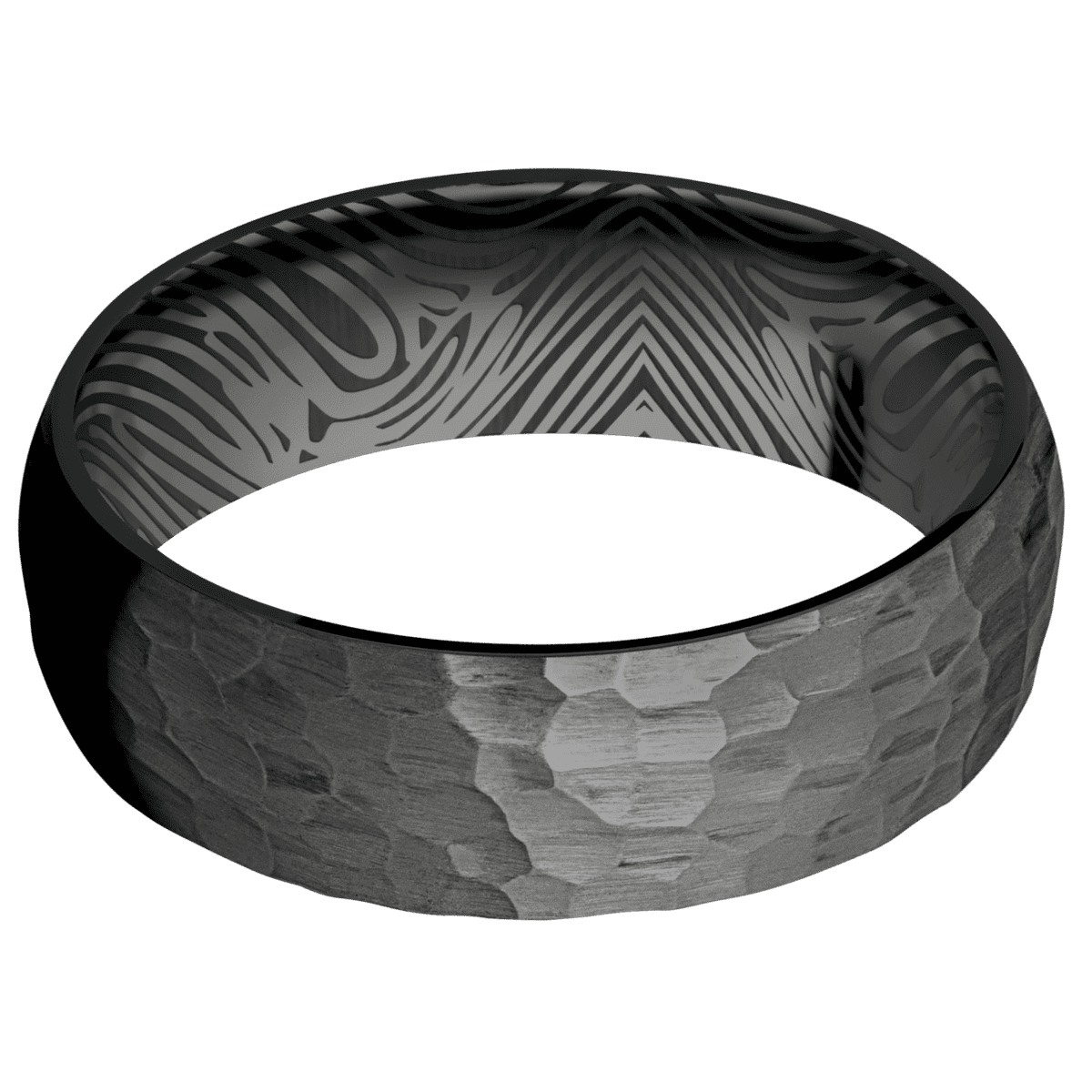 Zirconium + Hammer Finish - 7 mm wide Domed Zirconium band. - Custom