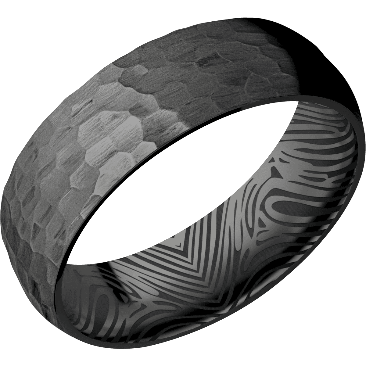 Zirconium + Hammer Finish - 7 mm wide Domed Zirconium band. - Custom