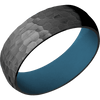 Zirconium + Hammer Finish + Royal Blue - 7 mm wide Domed Zirconium band featuring a Royal Blue Cerakote sleeve. - Custom