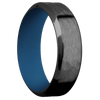 Zirconium + Hammer Polish Finish + Ridgeway Blue - 7 mm wide High Bevel Zirconium band featuring a Ridgeway Blue